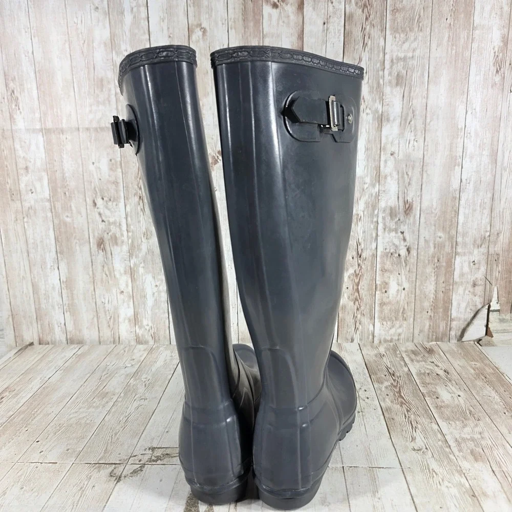 Hunter Original‎ Gloss Tall Navy Blue Rain Boots Womens Size 7 Waterproof W23616